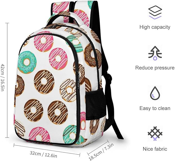 Carry On Anti Theft Laptop Backpack Sweet Donut, Large Sturdy Travel Bag with Multi Compartments for Business Weekender Hiking
