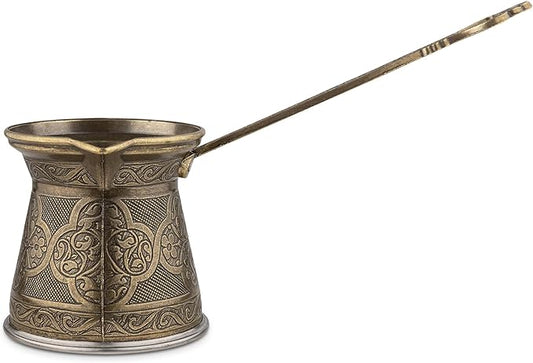 Alisveristime Authentic Turkish Coffee Pot, Handmade Cezve/Ibrik, 3.14-Inch Width, 3.14-Inch Height - 13.52 Ounce Enhance Your Coffee Experience Now! (4 Cup) (Antique Green)