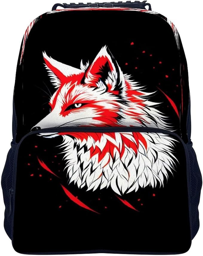 Rucksacks Lightweight Multipurpose Anti-Theft Kitsune Fox Art Shoulder Bag Big Capacity Traveling Camping Backpack With Side Pockets