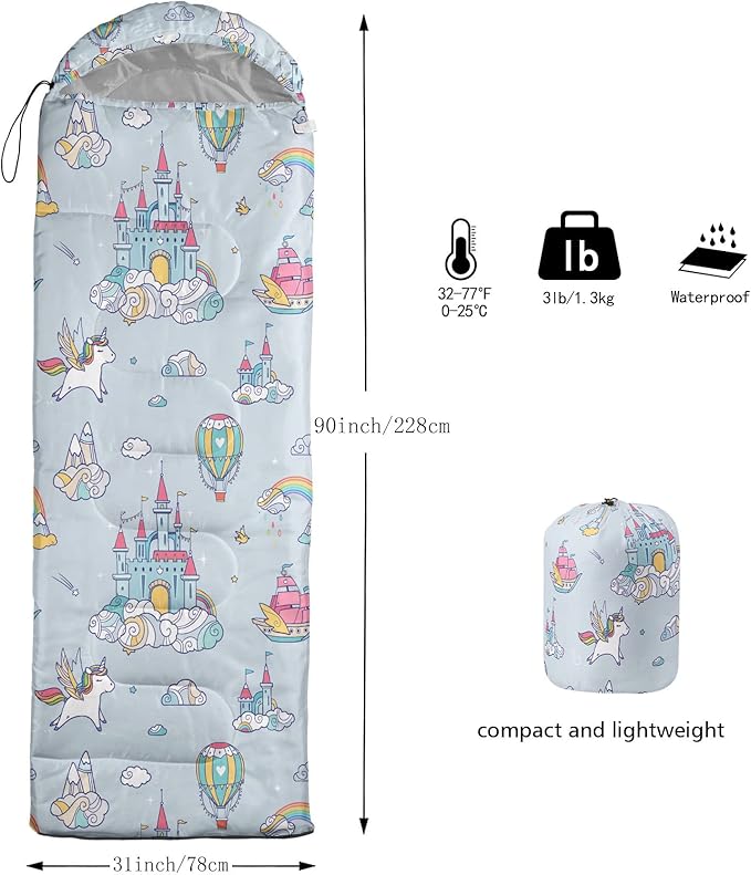 Kids Sleeping Bag for Boys and Girls,Monster Alien Print-Lightweight Warm Portable Outdoor Indoor-Waterproof Cold Weather Resistant Sleeping Bag for Camping Hiking