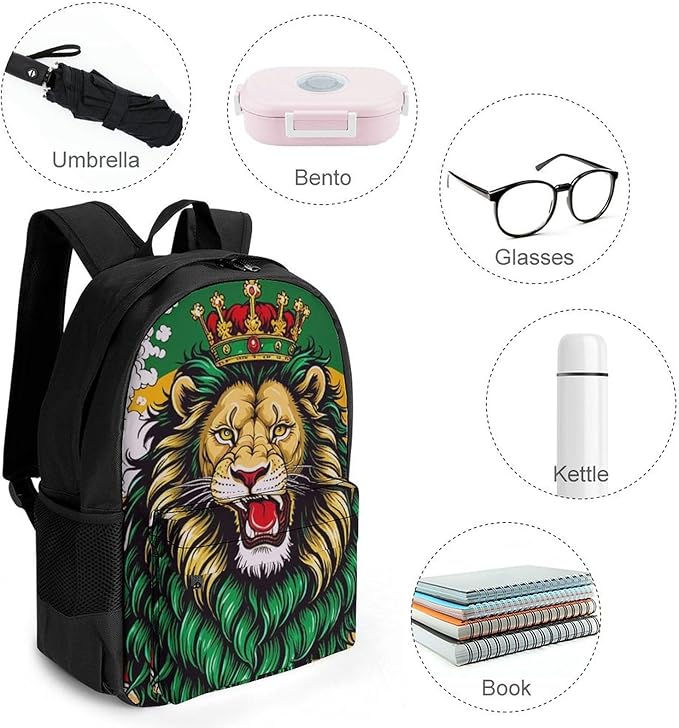 Casual Daypack Multipurpose Anti-Theft Large Capacity Carry On Bag, Lion Judah Weedleaf Smoke Art Casual Daypack Climbing Shoulder Bag With Padded Straps