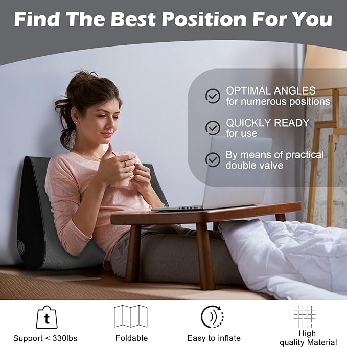 Portable Inflatable Wedge Pillow for Traveling - 2 Pack Body Positioner for Body Support,18in Adjustable Sleeping Cushion,Lightweight Bed Leg Elevation Partner Support Camping Pillows,Fast Inflation