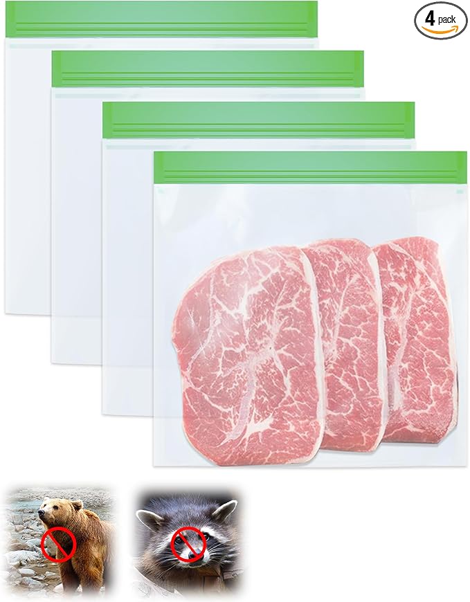 Odor Proof Storage Bags - 9 x 10 Inch Odor Food Bags for Backpacking, Camping and Home Organization - Reusable Smell Proof Bag Waterproof and Double Zip(4 Pack)