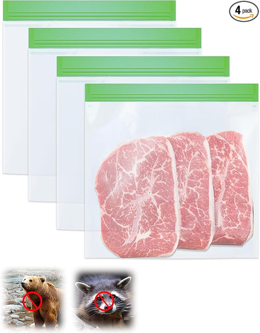 Odor Proof Storage Bags - 9 x 10 Inch Odor Food Bags for Backpacking, Camping and Home Organization - Reusable Smell Proof Bag Waterproof and Double Zip(4 Pack)