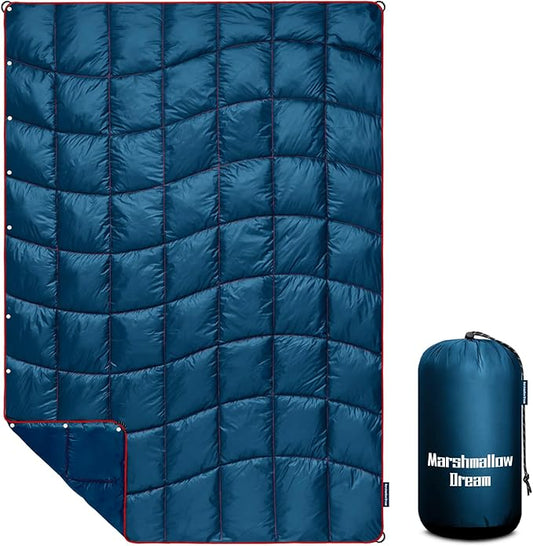 Camping Blanket, Packable Puffy Blanket Down Alternative Blanket Lightweight Windproof Resistant for Outdoors,Hiking, Backpacking,Beach,Car,Picnic,Stadium 52x75in