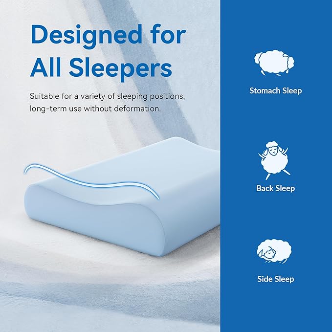 AM AEROMAX Firm Contour Memory Foam Pillow, Cervical Pillow for Neck Pain Relief, Neck Orthopedic Sleeping Pillows for Side, Back and Stomach Sleepers.