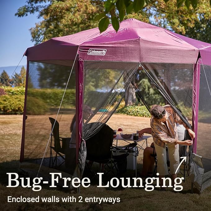 Coleman Back Home Screened Canopy Tent with Instant Setup, Outdoor Gazebo for Bug-Free Lounging, Fits Over Picnic Tables, Ideal for Parties, Events, Tailgates, Dining, & More