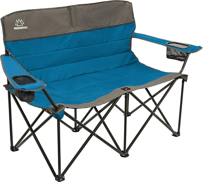 MOUNTAIN SUMMIT GEAR Quilted Standard Loveseat Camping Chair for 2 with Padded Seat and Back for Camping/Hiking/Backpacking Made by Caddis Sports (Standard Loveseat (Blue))
