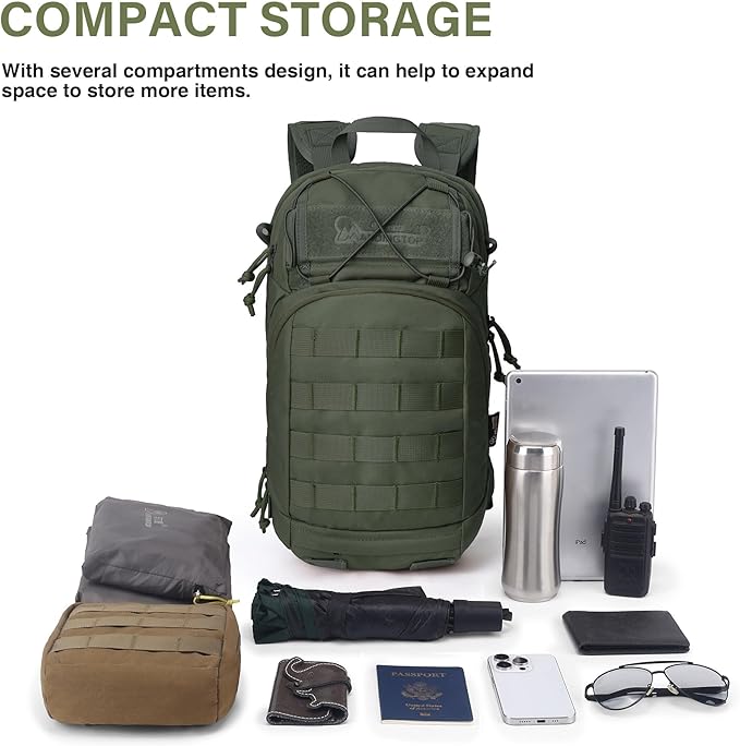 Mardingtop 15L Tactical MOLLE Hydration Backpack – Small Military Bag for Motorcycle, Hiking, Riding, Biking & EDC Daypack