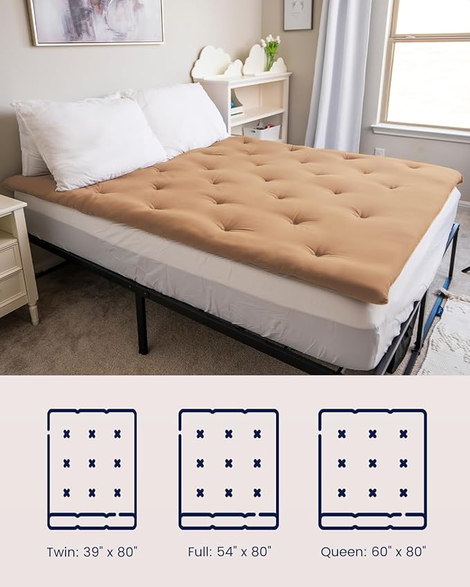 ZonLi Japanese Floor Futon Mattress Full Size 75"x 54", 100% Cotton Cover 2.5'' Thicken Tatami Mattress, Foldable Sleeping Pad, Portable Dormitory Tatami Mat(Khaki)