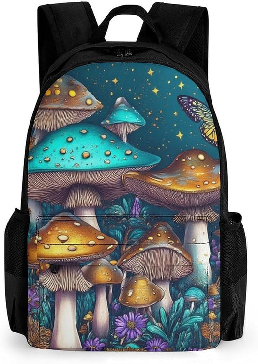 Supdreamc Rucksack Anti-Theft Multipurpose Big Capacity Carry On Bag, Trippy Mushroom Art Traveling Camping Backpack With Side Pockets