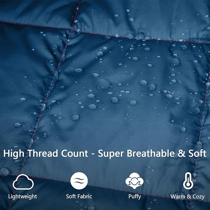 Mini Camping Blanket,Lightweight Puffy Blanket Packable Down Alternative Throw Blanket Waterproof Windproof for Outdoors, Travel, Beach, Airplane, Hiking