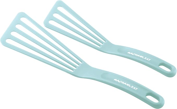 Rachael Ray KitchenTools and Gadgets Nylon Cooking Utensils / Spatula / Fish Turners - 2 Piece, Light Blue