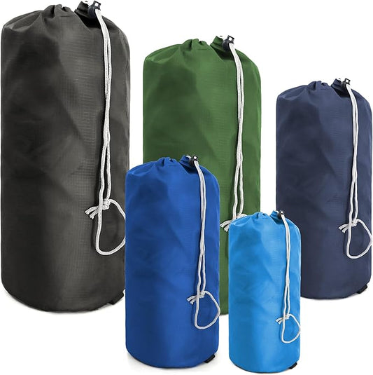 BeeGreen Stuff-Sacks-for-Travel-Backpacking 5 Pack with Dust Flap compression Ditty Bags for Outdoor Products Foldable Lightweight