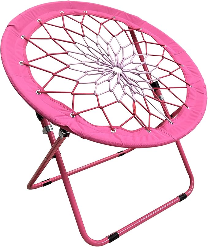 Bungee Chair Portable Foldable, Dish Chair Bunjo Game Chair for Outdoor and Indoor and Camping and BBQ (Pink)