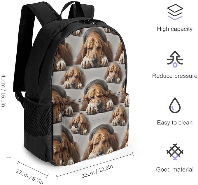 Backpack Multipurpose Anti-Theft Large Capacity Bookbag, Bloodhound Dog Travel Hiking Daypack With Side Pockets
