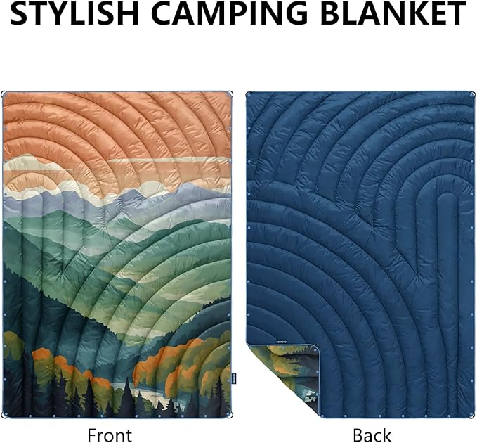Camping Blanket,Lightweight Puffy Printed Camping Blanket Packable Outdoor Blanket for Camping,Traveling, Stadium, Hiking, Picnics