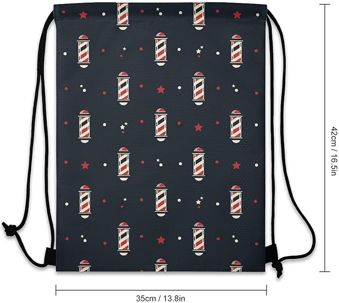 Large Capacity Beam Bag Drawstring Backpack for Volleyball Baseball Sports Workout Gear Travel Storage Men Women, Vintage Barber Pole Flag Bags