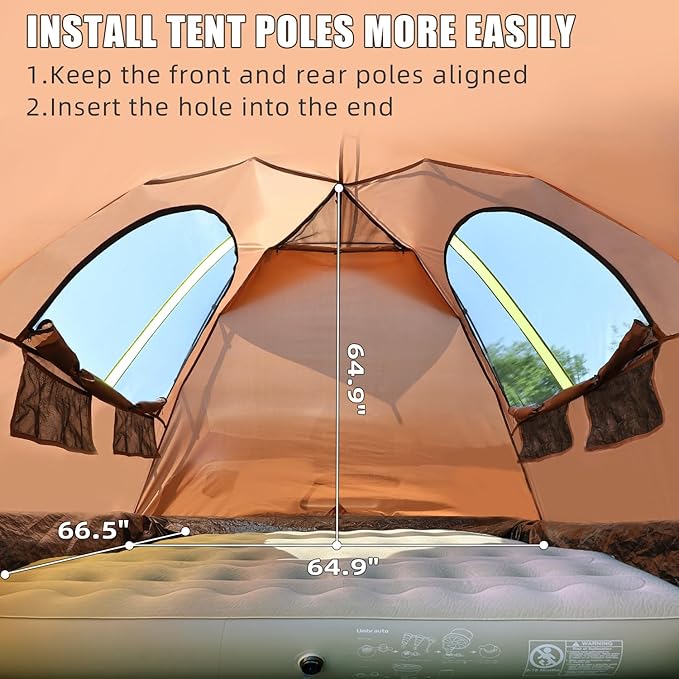 Umbrauto Truck Bed Tent, Waterproof PU2000mm Single Layer Truck Tents for 5.5-5.8'Ft, Full Size Pickup Tent Camping for 2 Person with Carry Bag, brown(Single layer)