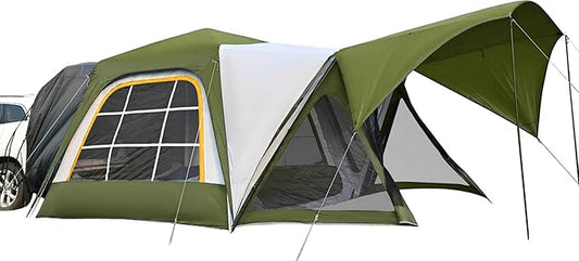 SUV Tent Attachment for Camping, Car Tents for SUV Tailgate Tents with Screen Room & Awning,Easy Set Up Car Camping Pop Up Tent - ArmyGreen