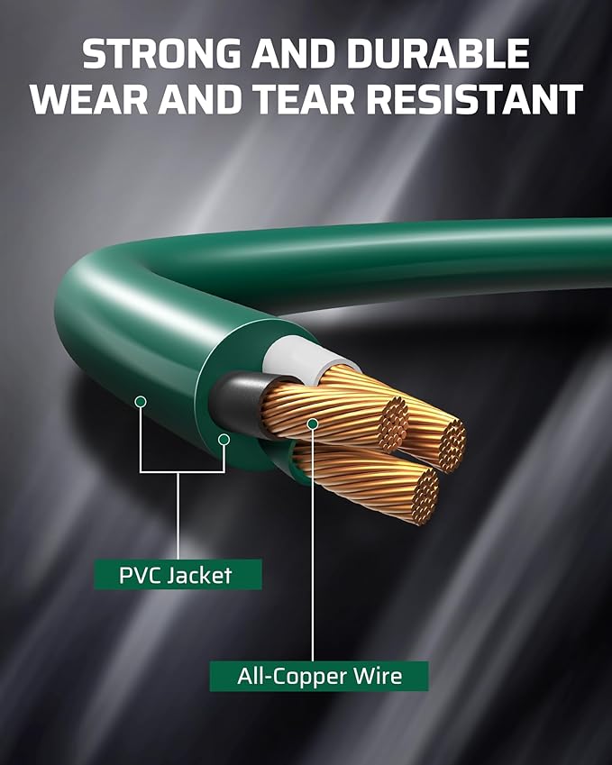 DEWENWILS Extension Cord Splitter 1 to 3, 16/3 Heavy Duty SJTW Wire, 3 Prong Splitter 3 Way, Outdoor Cord Splitter for Halloween Decor Christmas Lights, ETL Listed, Green, Pack of 3