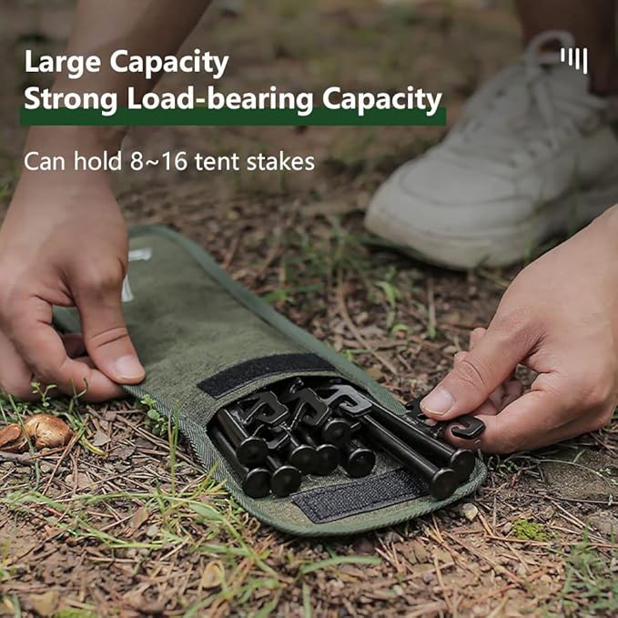 2Pcs Tent Stakes Bags Puncture Resistant Tent Peg Storage Bags Large Capacity Waterproof Nail Pouch for Hiking Camping (2Pcs S)
