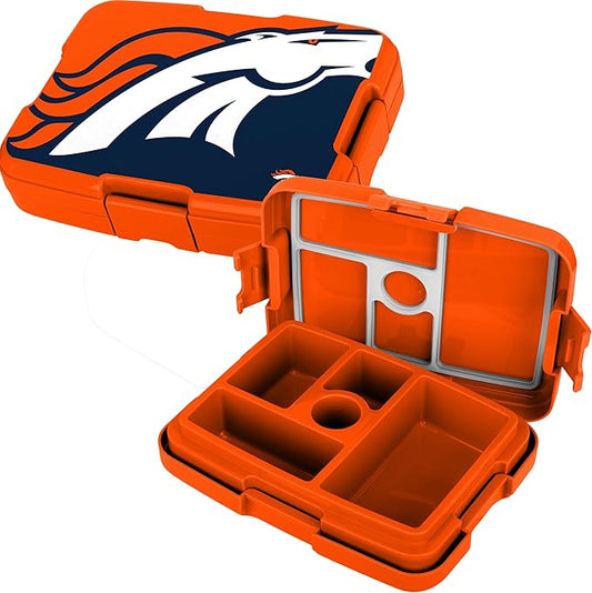FOCO NFL Unisex-Adult Officially Licensed 2-Tone Big Logo Team Color Football Leak Proof 5 Compartment Bento Lunch Box - Denver Broncos
