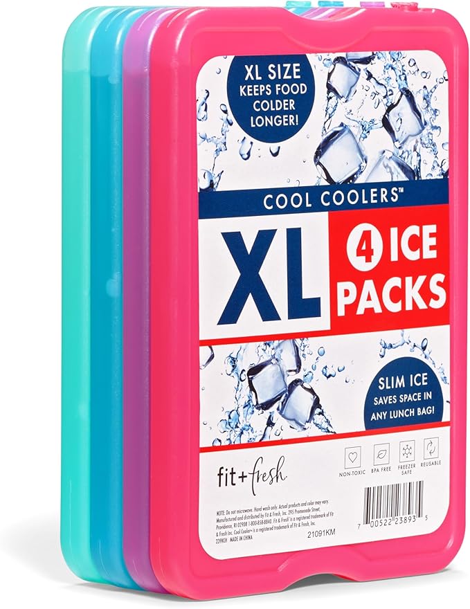 Cool Coolers by Fit + Fresh Slim Compact Reusable XL Ice Pack, Perfect for Lunch Boxes, Coolers, and Beach Bags