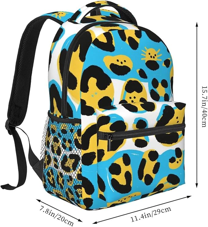 Backpack Anti-Theft Multipurpose Large Capacity Carry On Bag, Leopard Wild Animal Pattern Camping Outdoor Backpack With Side Pockets