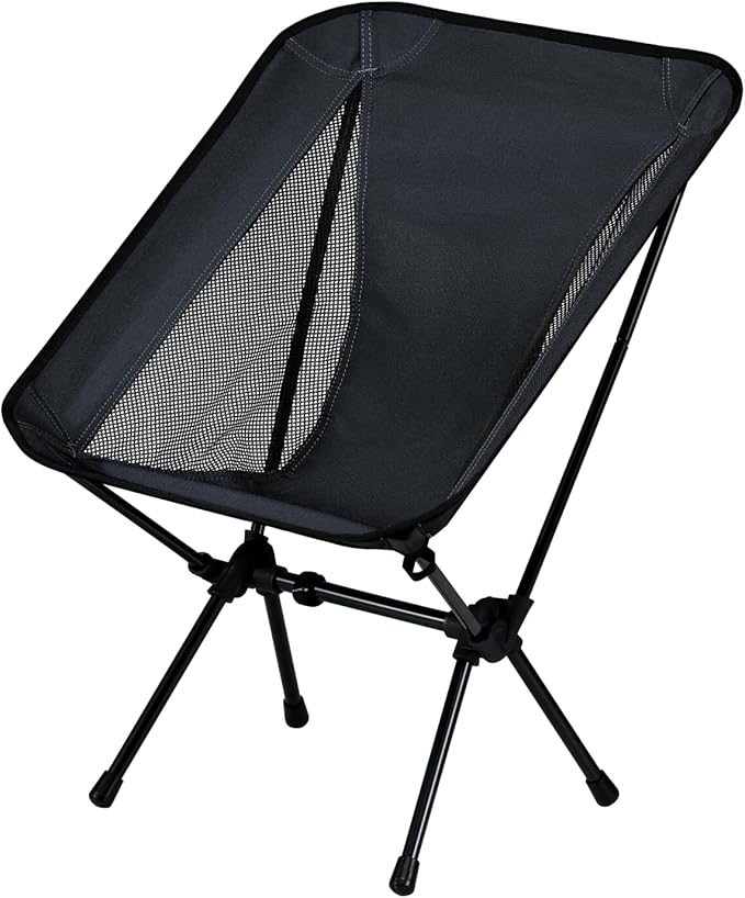 Lightweight Portable Camping Chair,Sturdy with X-Frame,120kg Capacity,Foldable with Carry Bag,Quick Setup for Outdoor,Hiking,Beach,Backpacking (Black)