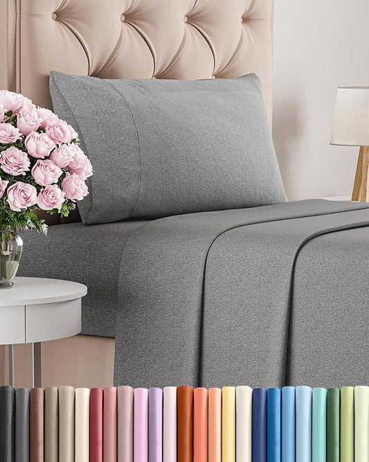 Twin XL Size 3 Piece Sheet Set - Comfy Breathable & Cooling Bed Sheets Set - Hotel Luxury Bedding for Women, Men, Kids, Teens, Boys & Girls - Deep Pockets and Wrinkle Free - Grey (Heathered Sheets)