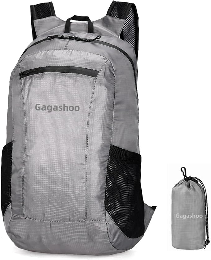 Small Foldable Hiking Daypack Packble Skin Casual Backpack Camping Cycling Travel Outdoor Day Bags Useful (Gray)