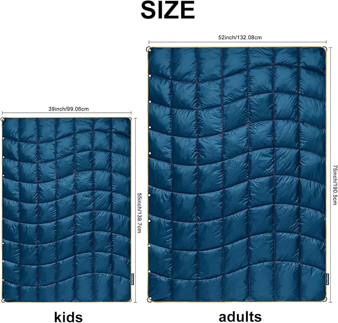 Camping Blanket, Packable Puffy Blanket Down Alternative Blanket Lightweight Windproof Water Resistant for Outdoors,Hiking, Backpacking,Beach,Car,Picnic,Stadium 39x55in