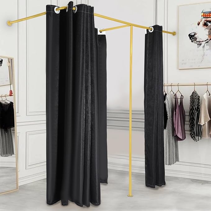 F-Dressing Room Privacy Protection Changing Room Divider - F-Shaped Black Curtain Room Divider for Boutique Fitting Room