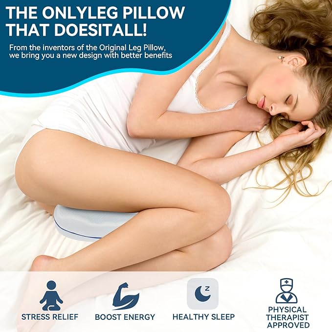 QISHFEN Knee & Leg Pillows Foam Support Pillow for Sleeping for Back Pain,Leg Pillow for Sleeping On Side, Memory Foam Cushion Knee Support Pillows,Pregnancy Pillow Removable (1 Pack)