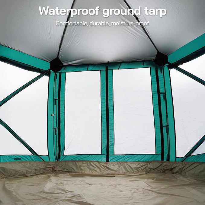 Pop up Gazebo with Ground Tarp Canopy Tents 12x12FT Screen House with Sidewalls Camping Gazebo with Awnings Waterproof Footprint