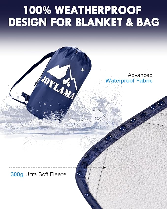 Outdoor Camping Blanket, Fleece Waterproof Stadium Blanket with Protable Bag, Lightweight for Cold Weather, Sports, Pet, Beach, Picnic, Stadium, Travel, Car, 79 * 54inch