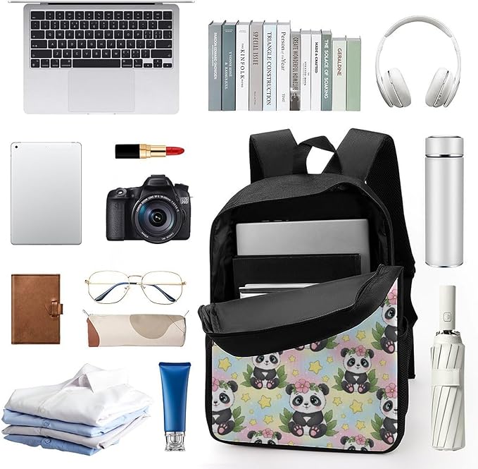 Outdoor Backpack Gym Bag Cute Rainbow Panda Outdoor Activities with Big Capacity Daypack, College Bookbag