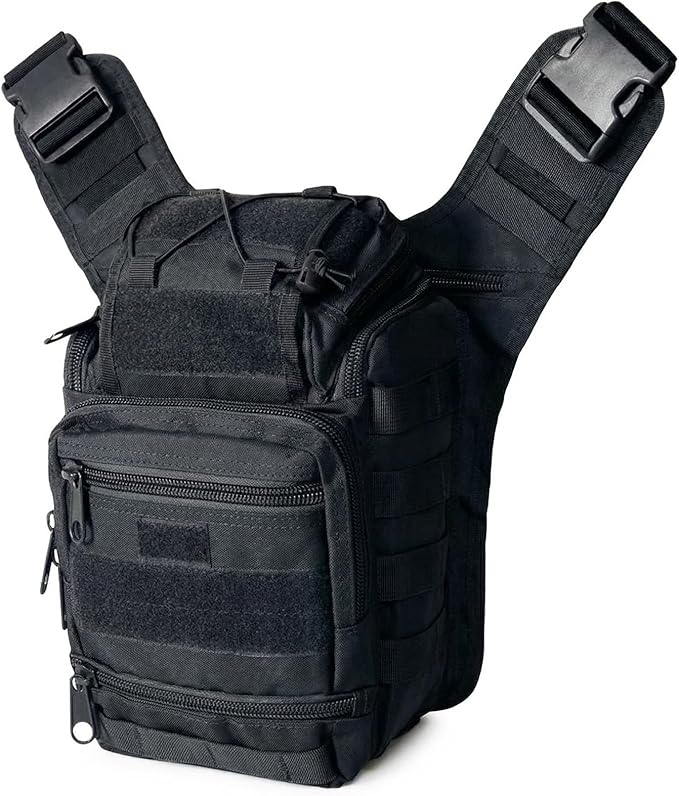 Tactical Backpack for Men，Military Sport Bag Pack Sling Shoulder Backpack Tactical Crossbody Bag EDC Molle Assault Range Bag Chest Pack for Hiking Camping Outdoor - Black