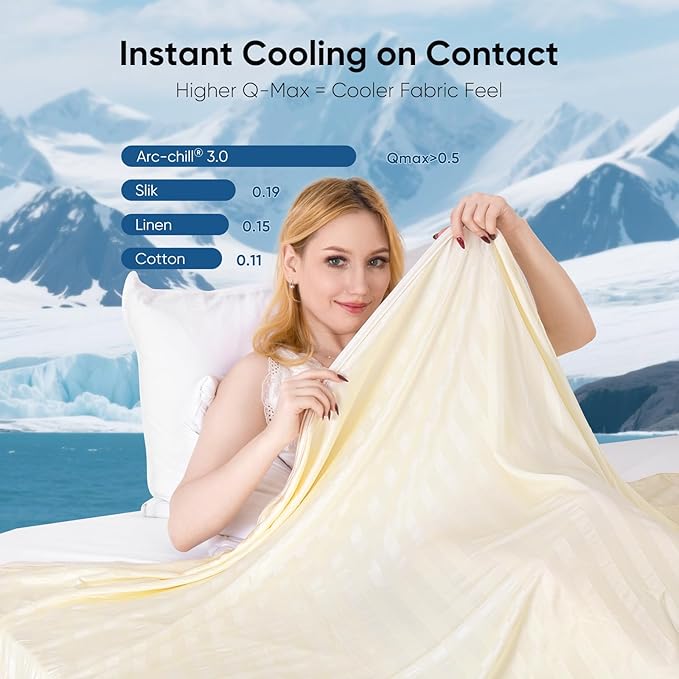 Elegear Revolutionary Cooling Blanket, Absorbs Heat to Keep Body Cool for Night Sweats, Double Sided Arc-Chill3.0 Cooling Fiber Q-Max>0.5, Lightweight Summer Cold Blankets for Sleeping 90" x 108"