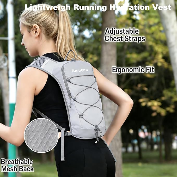 Hiking Hydration Pack Running Backpack Daypack Vest for Women Men,Lightweight Hydration Packs Cycling Biking Trail Race Rave Marathon (with 2L Water Bladder)