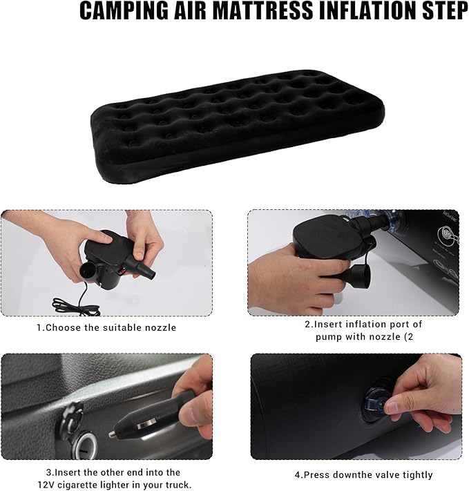 Twin Size Single Camping Air Mattress Bed with Air Pump,75"x 39"Thickened Portable Inflatable Mattress Blow Up Air Mattress,Travel Sleeping Bed Pad for Camping Home Hiking(Black)