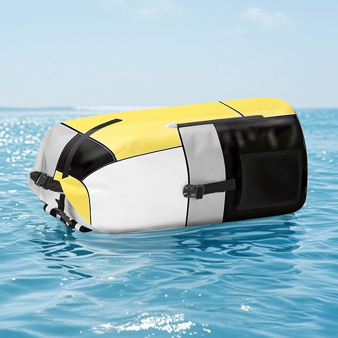 Waterproof Dry Bag Marine Dry Bags for Kayaking Hiking Yellow Black Backpack Roll-Top Closure Bag - Backpack Waterproof Phone Case 5L