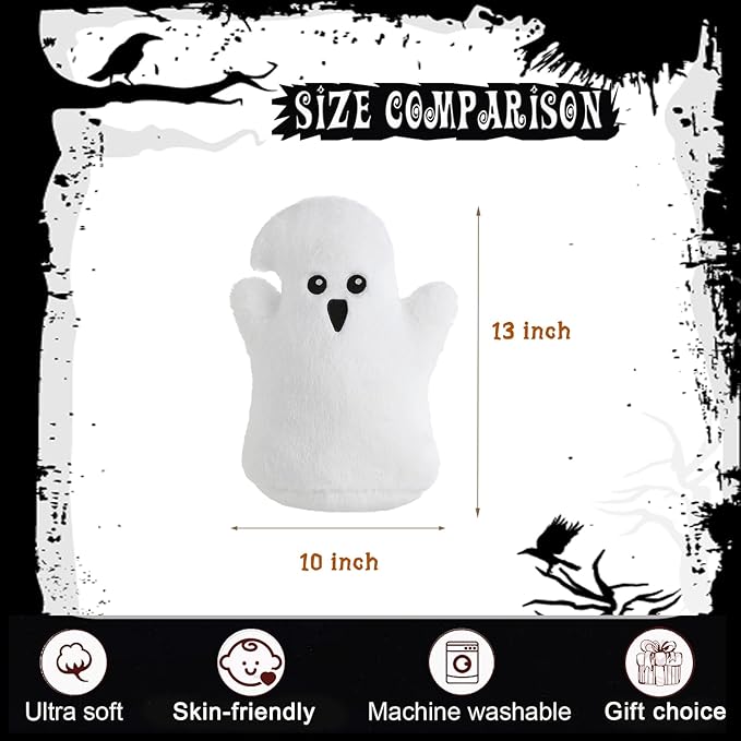YRXRUS Ghost Pillows, Halloween Ghost Shaped Throw Pillows for Room Decor, White Boo Pillows 10x13 Inches Soft Faux Rabbit Fur Cushion for Holiday
