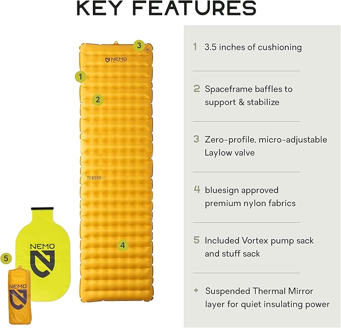 Nemo Equipment Tensor Trail Ultralight Insulated Sleeping Pad - Regular (72"x20") - Mango/Huckleberry