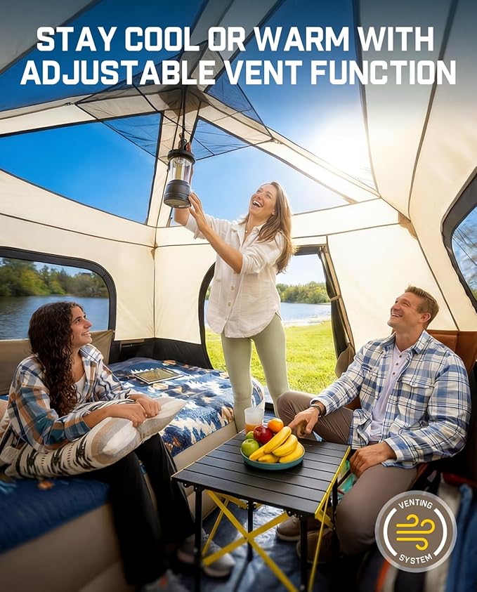 FanttikOutdoor Beta C6 Apex SUV Tent 6 Person Instant Cabin Car Tent Setup in 60 Seconds with Rainfly & Windproof Portable with Carry Bag for Family Camping, Upgraded Ventilation, Khaki