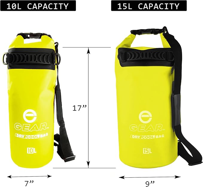 Enthusiast Gear Insulated Dry Bag Floating Cooler – 10L / 15L / 25L Roll Top, Leak Proof, Waterproof, Collapsible, with Padded Shoulder Strap - Perfect for Kayaking Fishing Beach