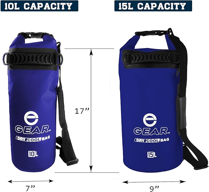 Enthusiast Gear Insulated Dry Bag Floating Cooler – 10L / 15L / 25L Roll Top, Leak Proof, Waterproof, Collapsible, with Padded Shoulder Strap - Perfect for Kayaking Fishing Beach