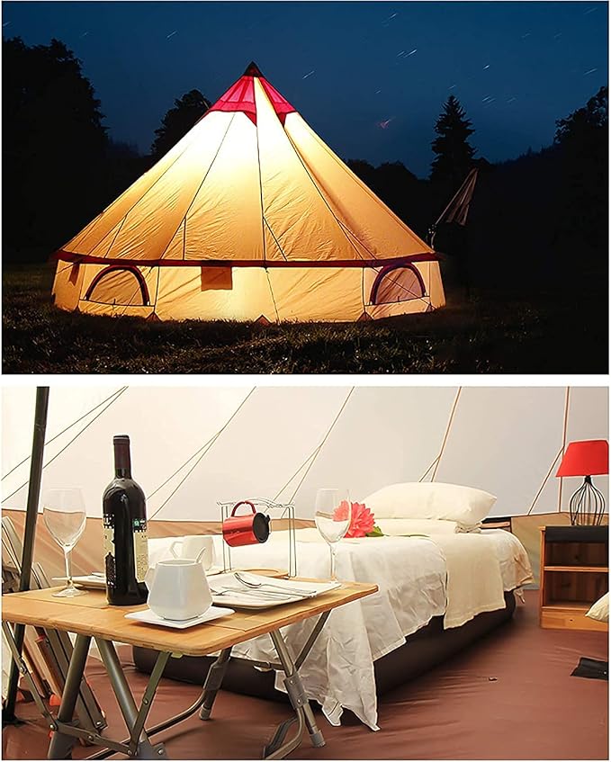 GeRRiT Camping Yurt Tent 4 Season Large Outdoor Camping Tents 4m Bell Teepee Tent 3-10 Persons Polyester Waterproof Pyramid Tent for Party, Hunting, Hiking, Human Shelter