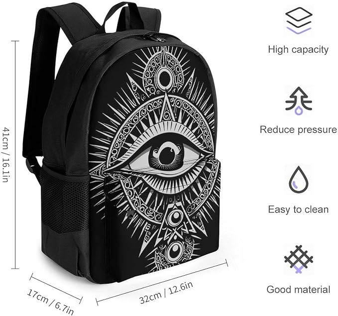 Adults Lightweight Black Evi Eyes Shoulder Book Bags Big Capacity Shoulder Bag With Adjustable Shoulder Straps for Trekking Work Walking Cycling